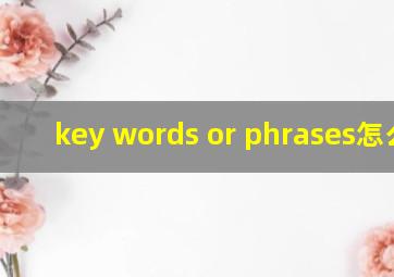 key words or phrases怎么读